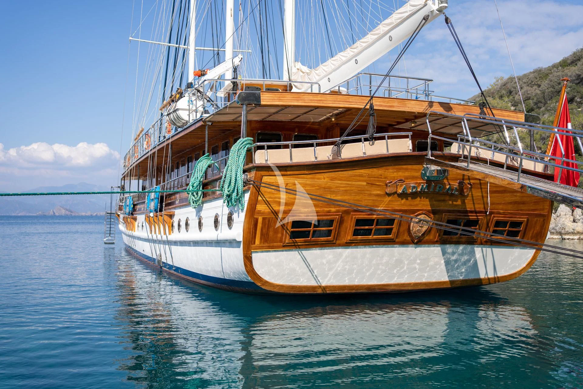 a large boat in the water aboard ADMIRAL Yacht for Charter