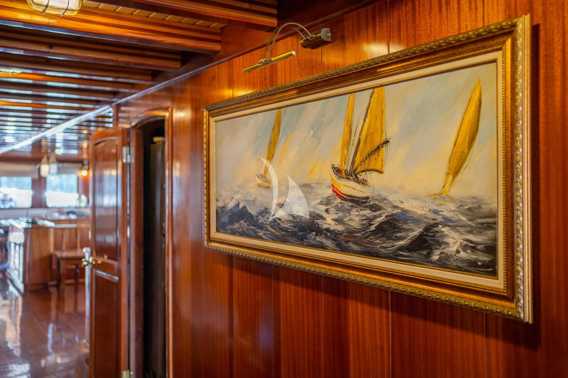 a painting on a wall aboard ADMIRAL Yacht for Charter