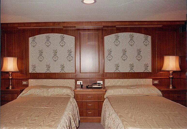 a room with lamps and lamps aboard ORION Yacht for Sale