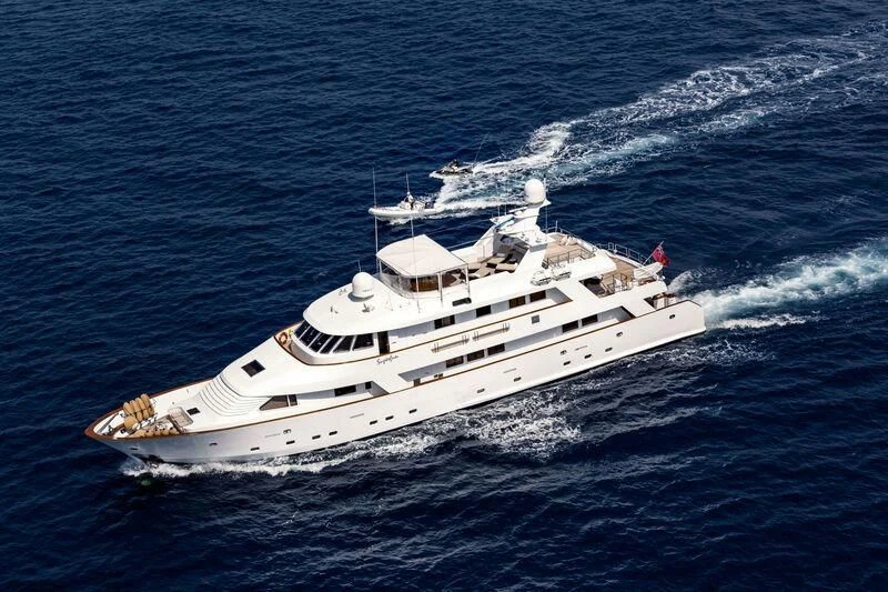 a ship in the water aboard SUPERMAX Yacht for Sale