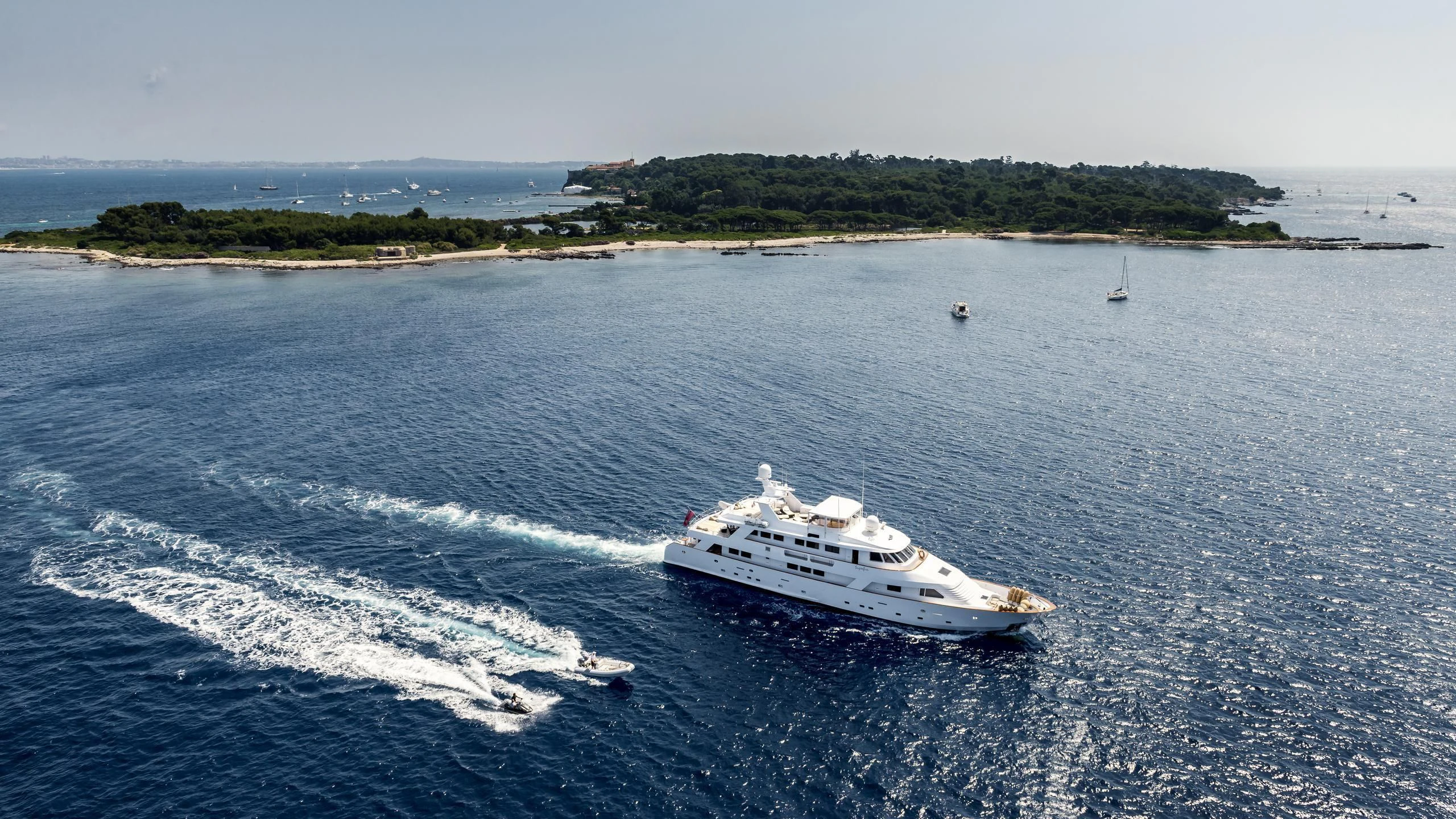 a boat on the water aboard SUPERMAX Yacht for Sale