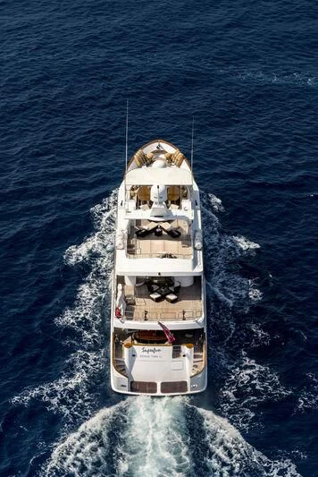 a ship in the water aboard SUPERMAX Yacht for Sale