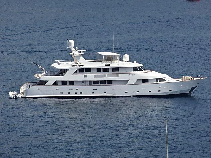 a white yacht in the water aboard SUPERMAX Yacht for Sale