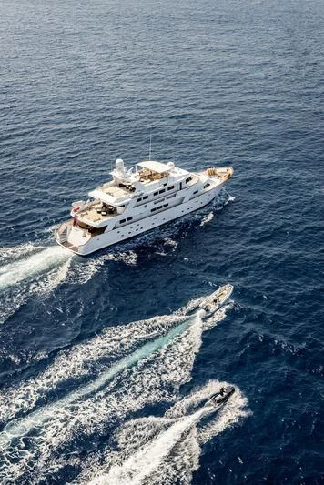 a ship in the water aboard SUPERMAX Yacht for Sale