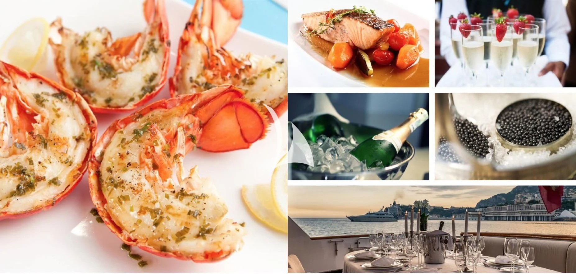 a table full of food aboard SUPERMAX Yacht for Sale