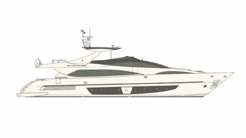 a black and white boat aboard TAURUS Yacht for Sale