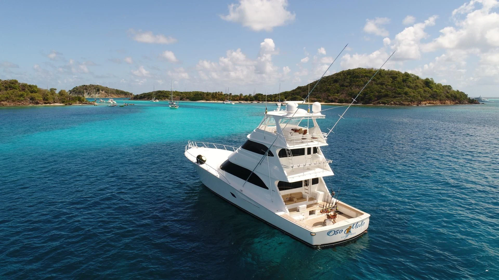 a white boat in the water aboard BIMINI BABE Yacht for Sale