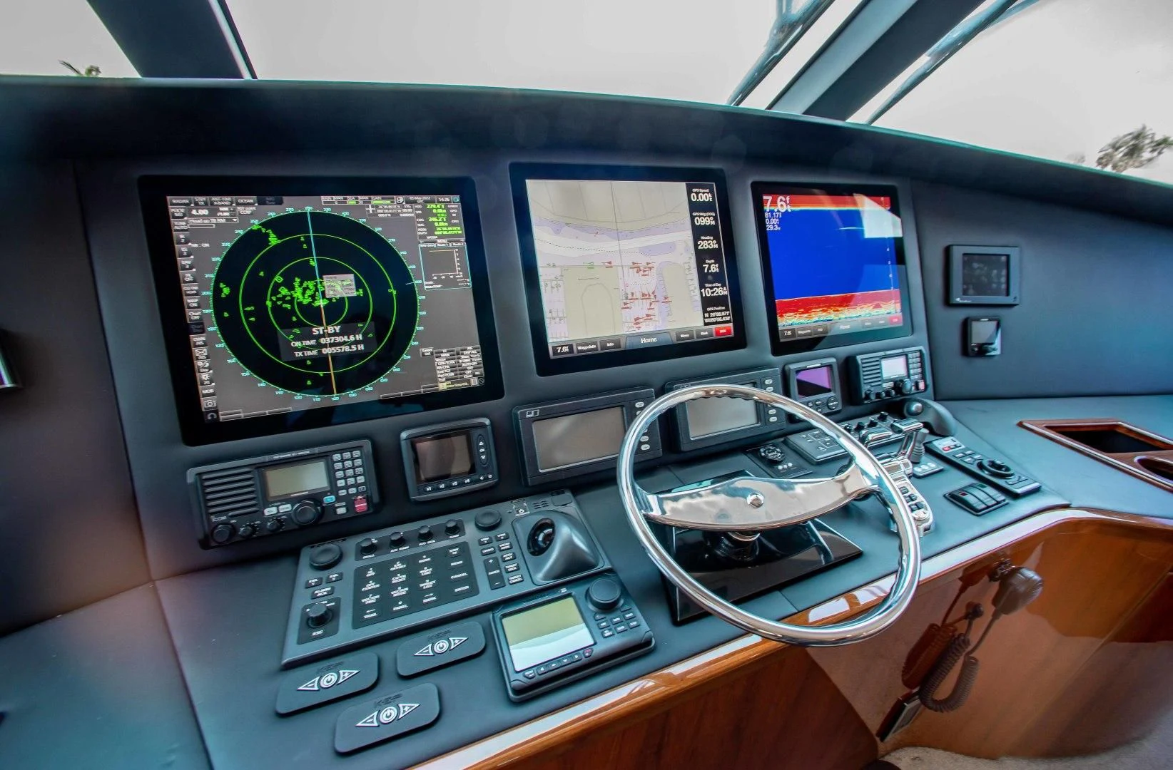 a control panel of a plane aboard BIMINI BABE Yacht for Sale