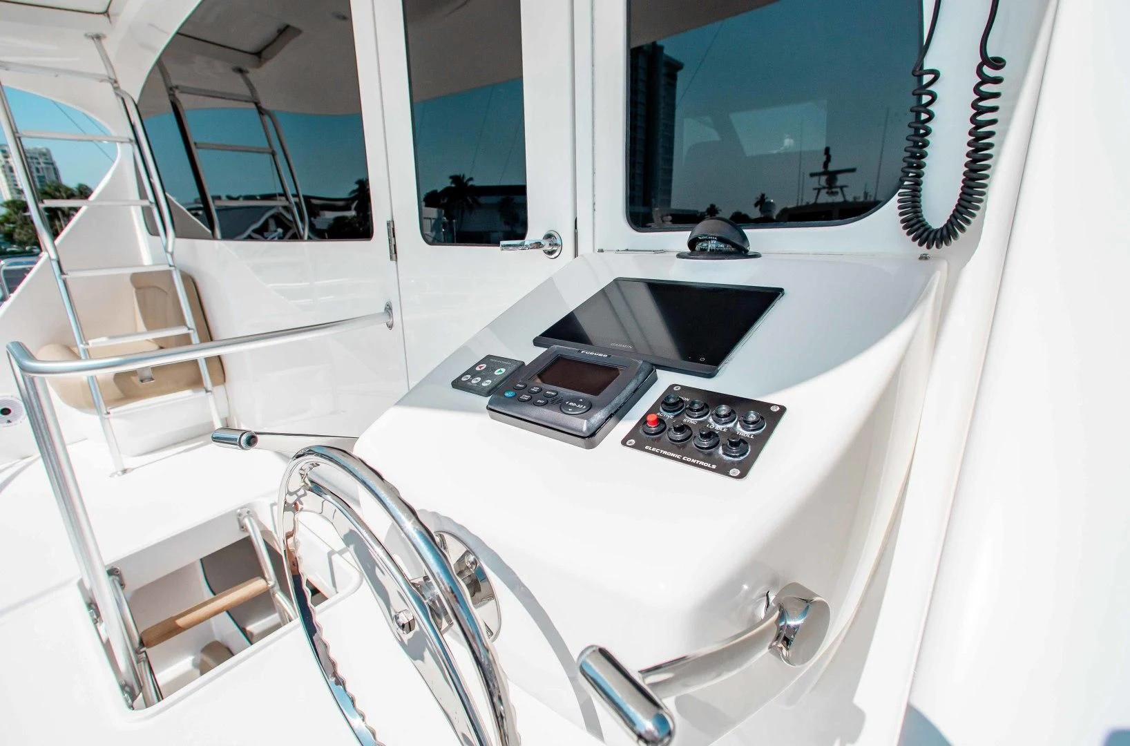 a white machine with buttons and a screen on it aboard BIMINI BABE Yacht for Sale