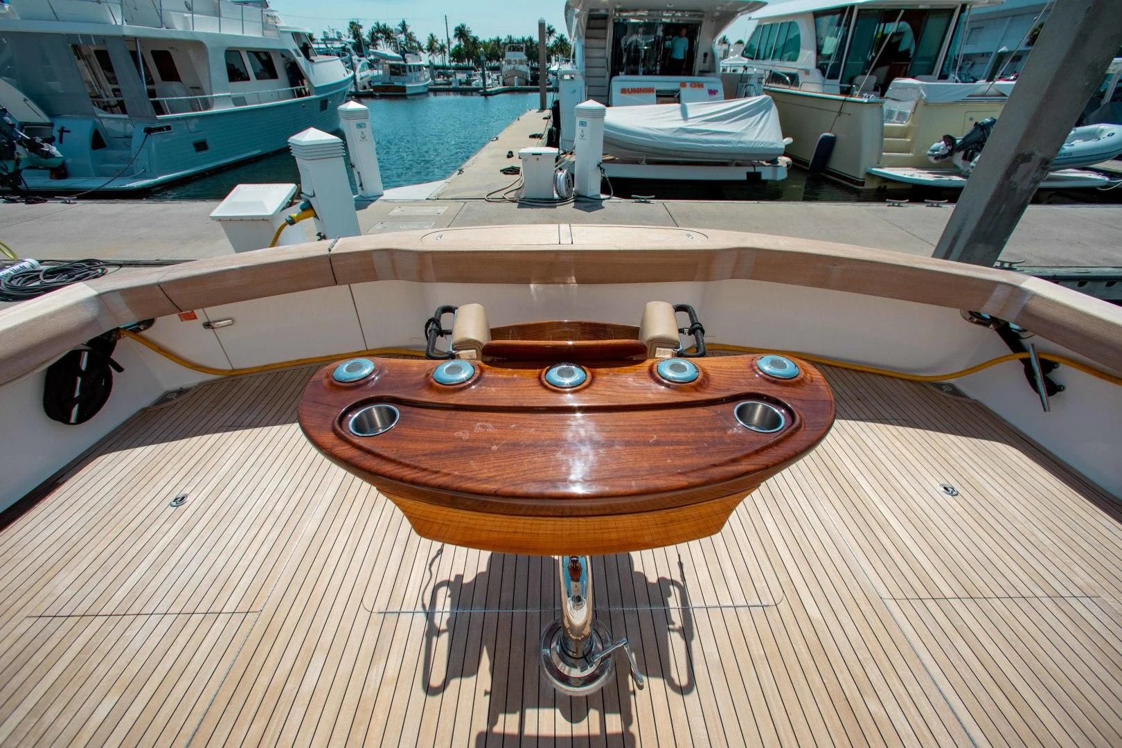 a wooden boat on a deck aboard BIMINI BABE Yacht for Sale