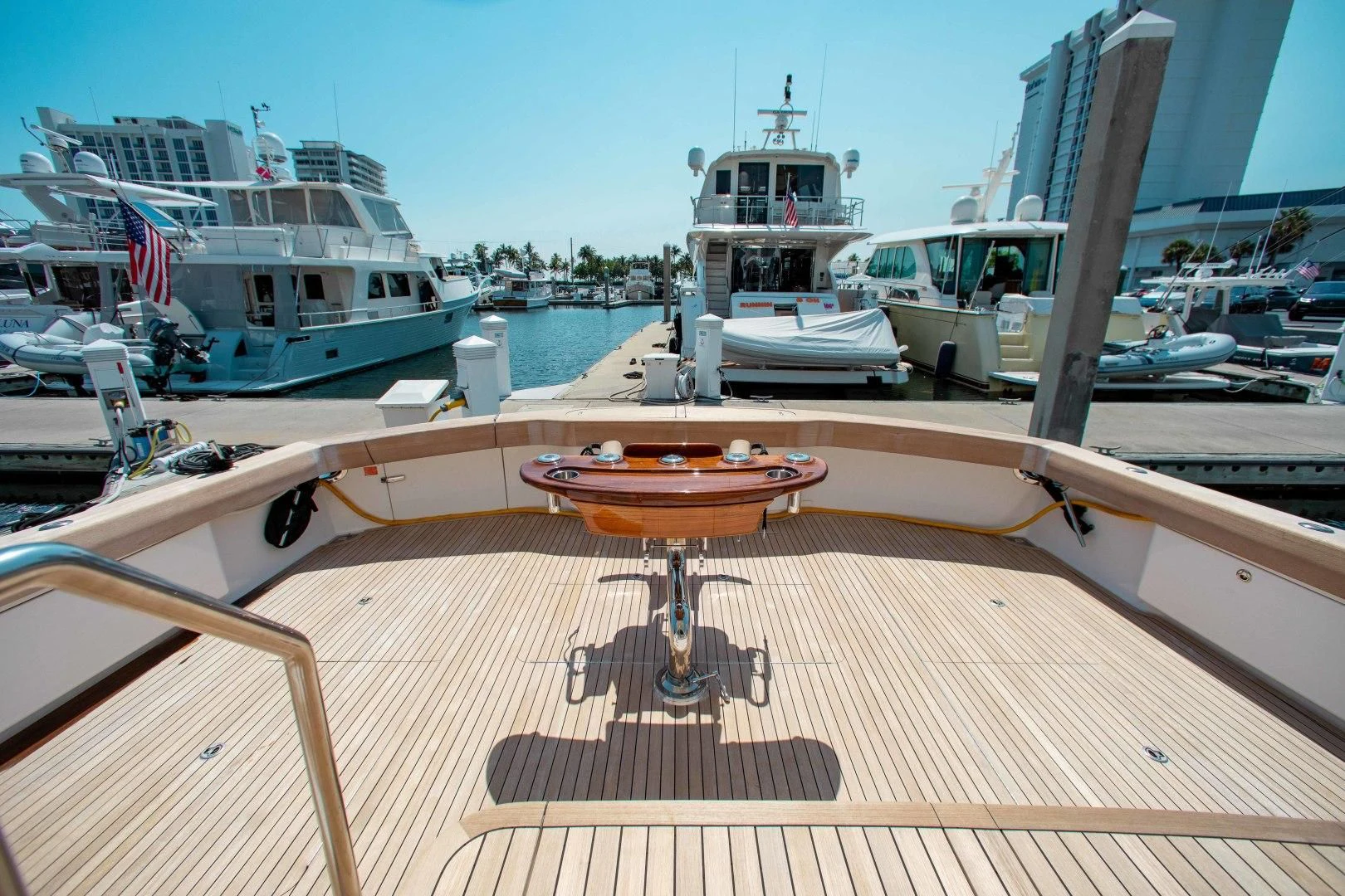 a boat on a dock aboard BIMINI BABE Yacht for Sale