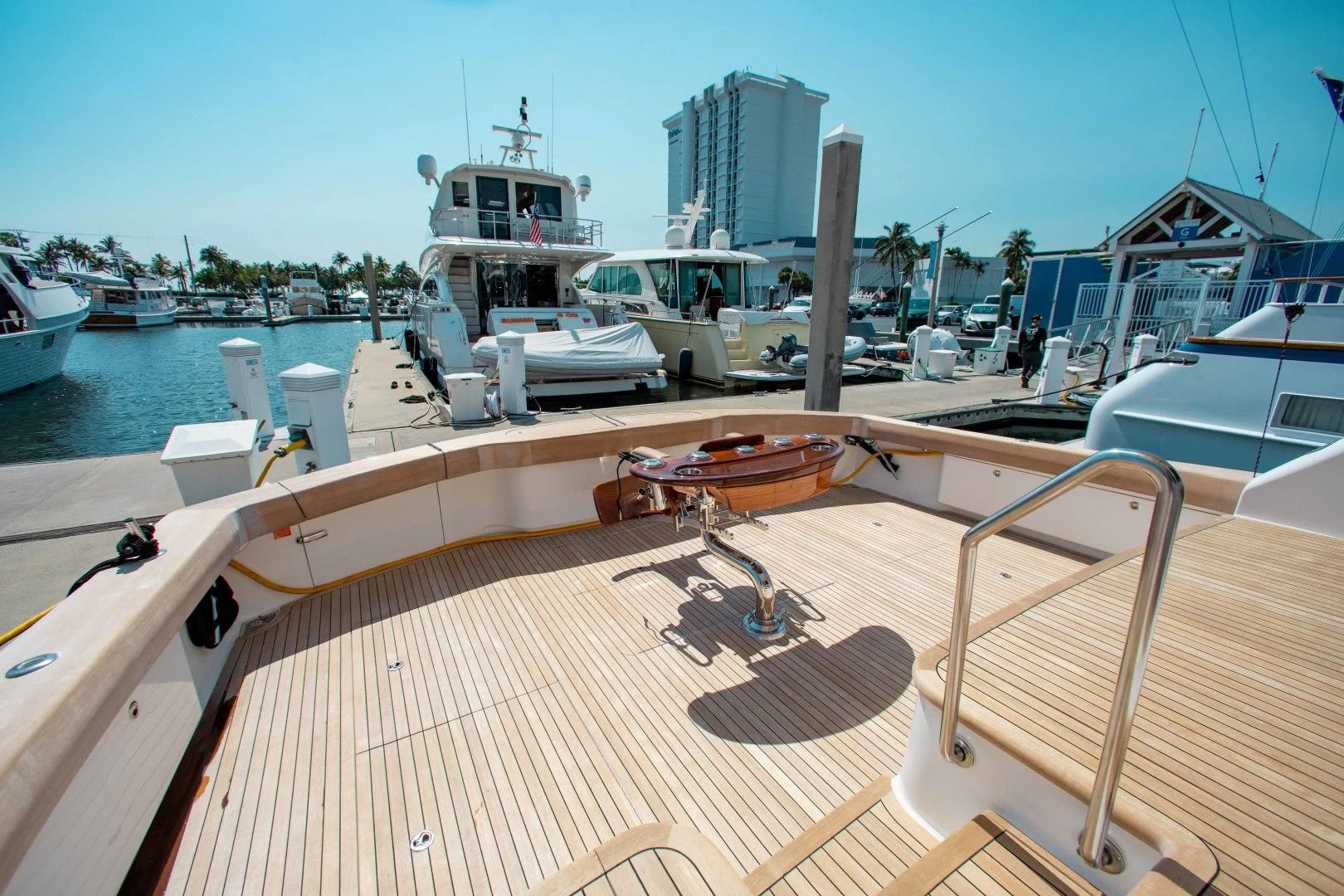 a boat docked at a pier aboard BIMINI BABE Yacht for Sale