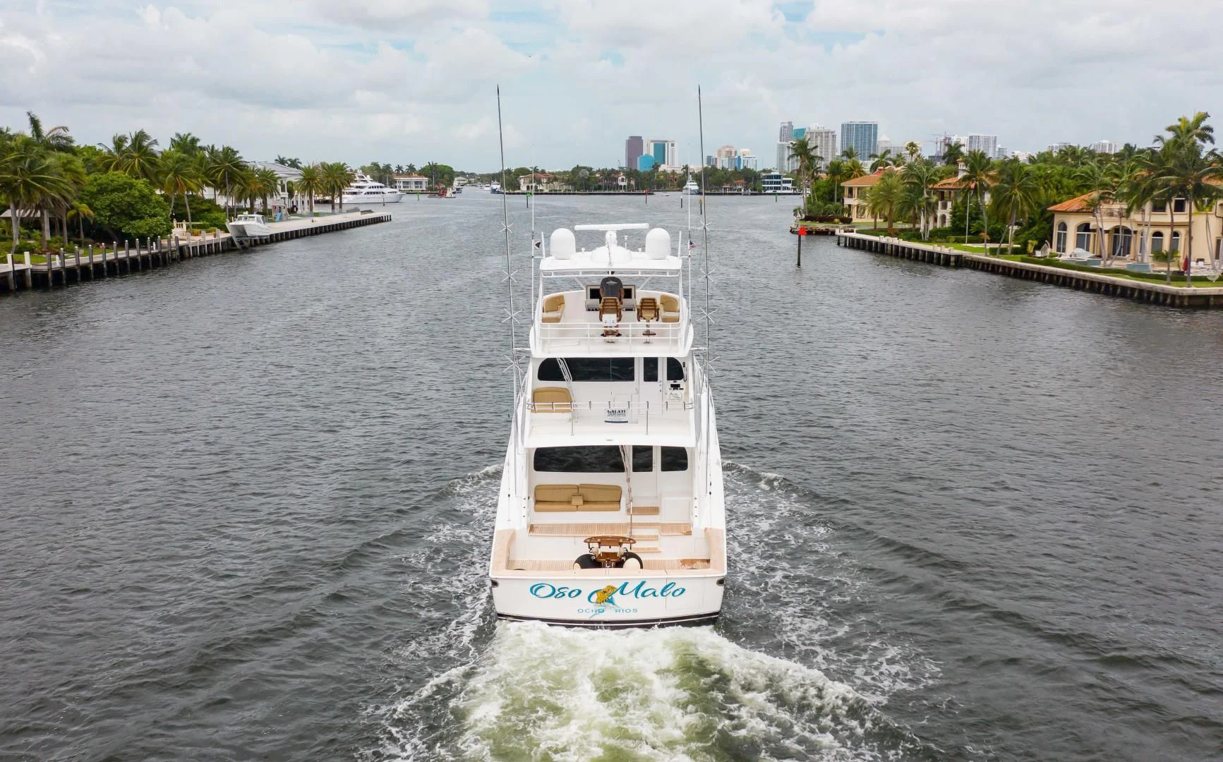 a white boat on the water aboard BIMINI BABE Yacht for Sale