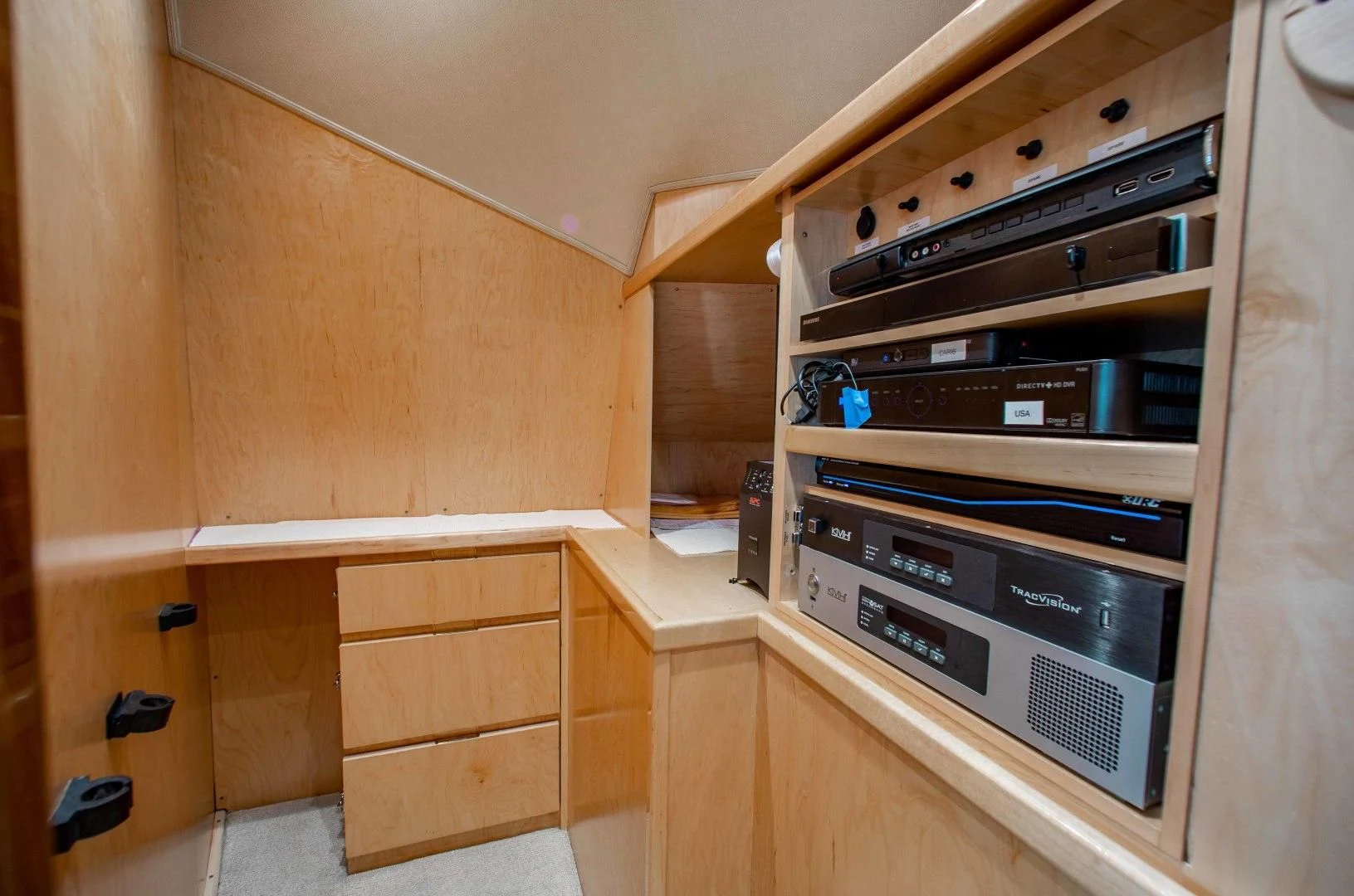 a kitchen with a microwave oven aboard BIMINI BABE Yacht for Sale