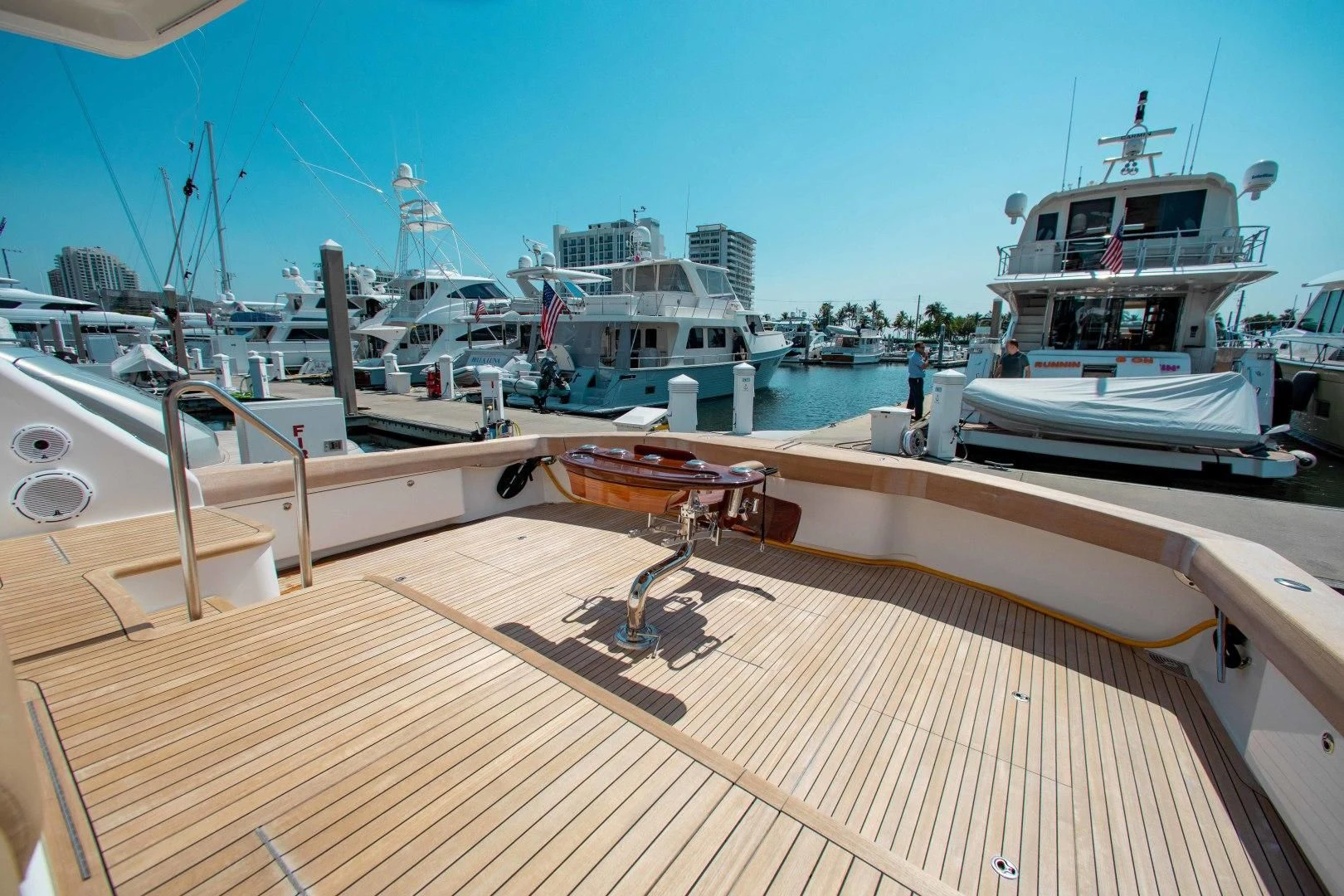 a deck with boats on it aboard BIMINI BABE Yacht for Sale