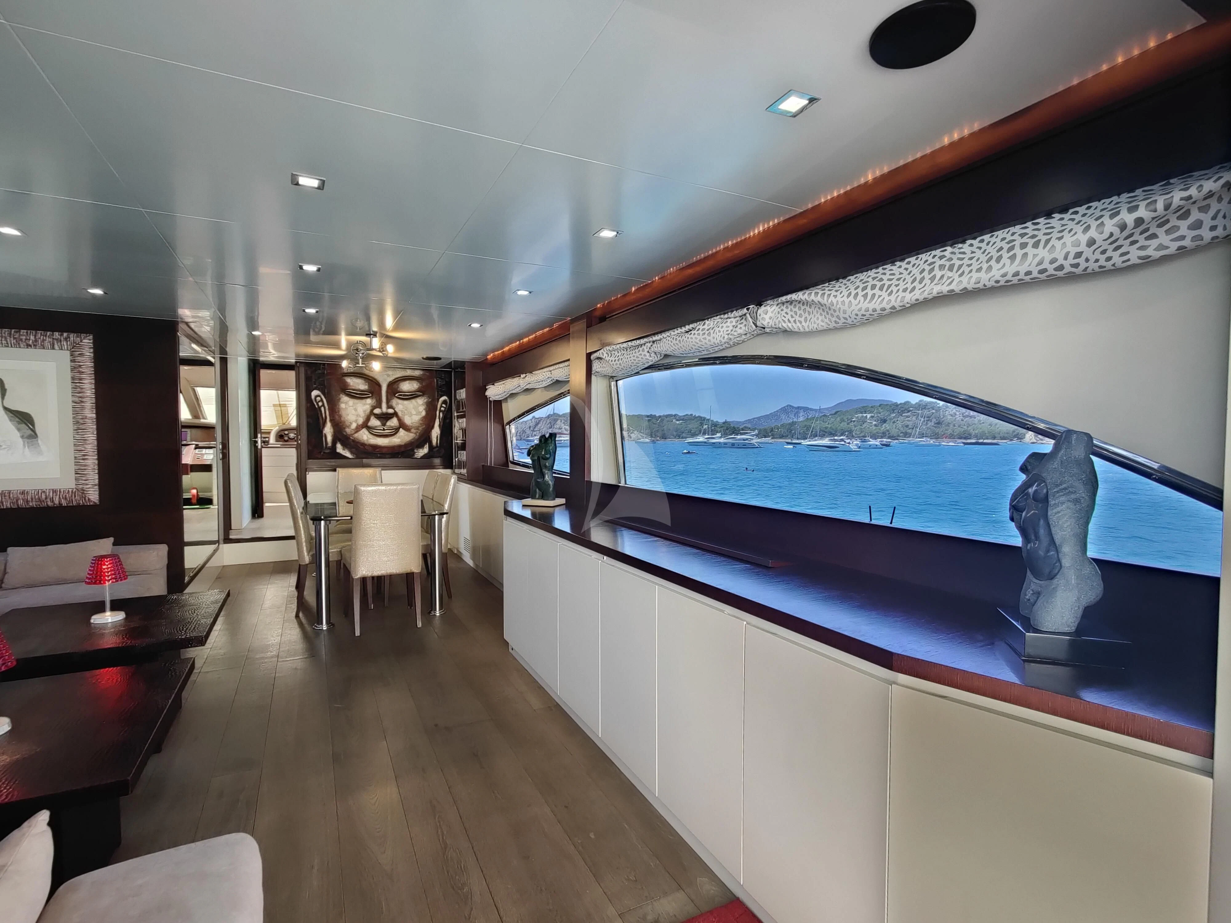 a room with a large screen aboard GEMINIS Yacht for Sale