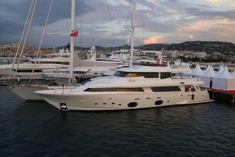 a yacht in the water aboard SKY Yacht for Sale