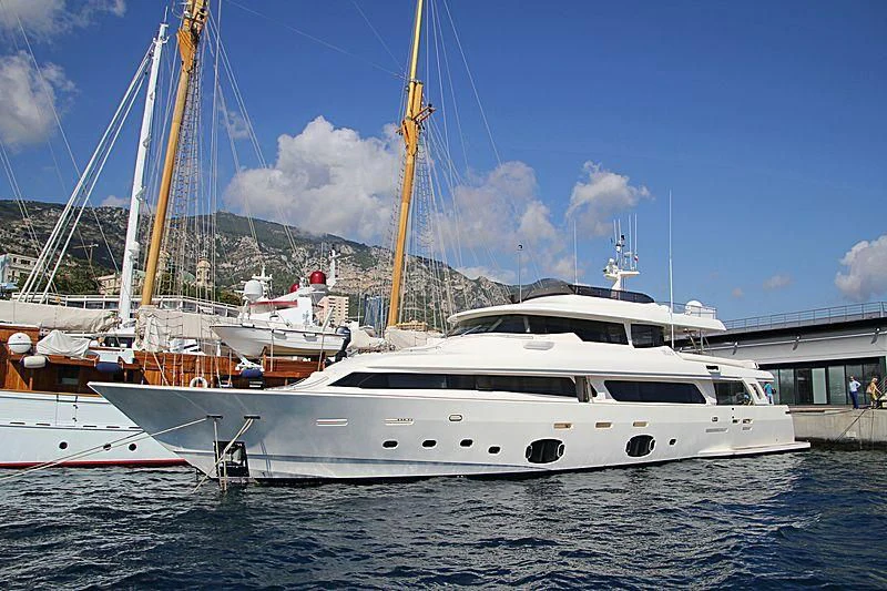 a boat in the water aboard SKY Yacht for Sale
