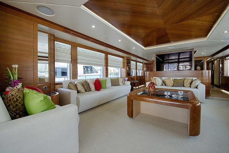 a living room with a couch and a table aboard SEAHORSE Yacht for Sale