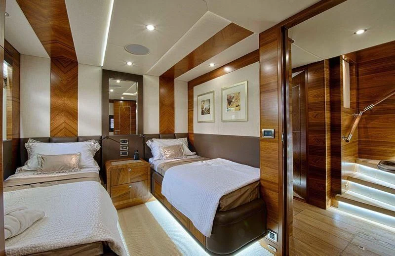 a room with two beds aboard SEAHORSE Yacht for Sale