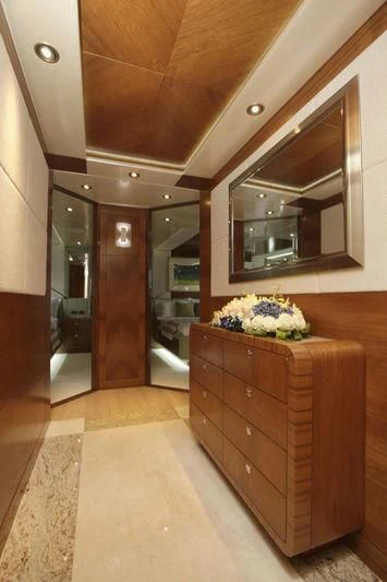 a bathroom with a large mirror aboard SEAHORSE Yacht for Sale