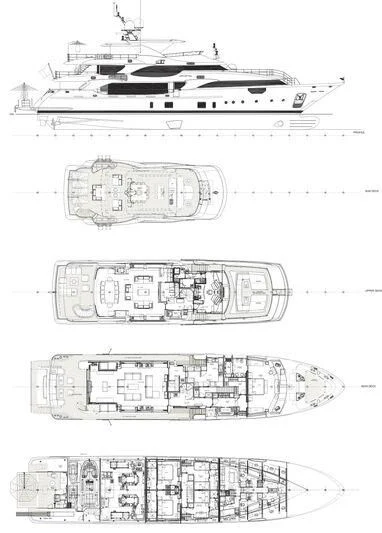 diagram, engineering drawing aboard LUNA Yacht for Sale