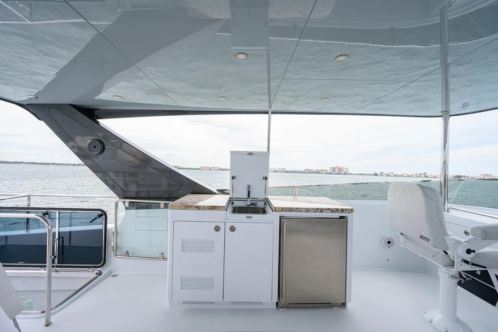 a boat with a sink and a microwave aboard MY 3 GALS Yacht for Sale