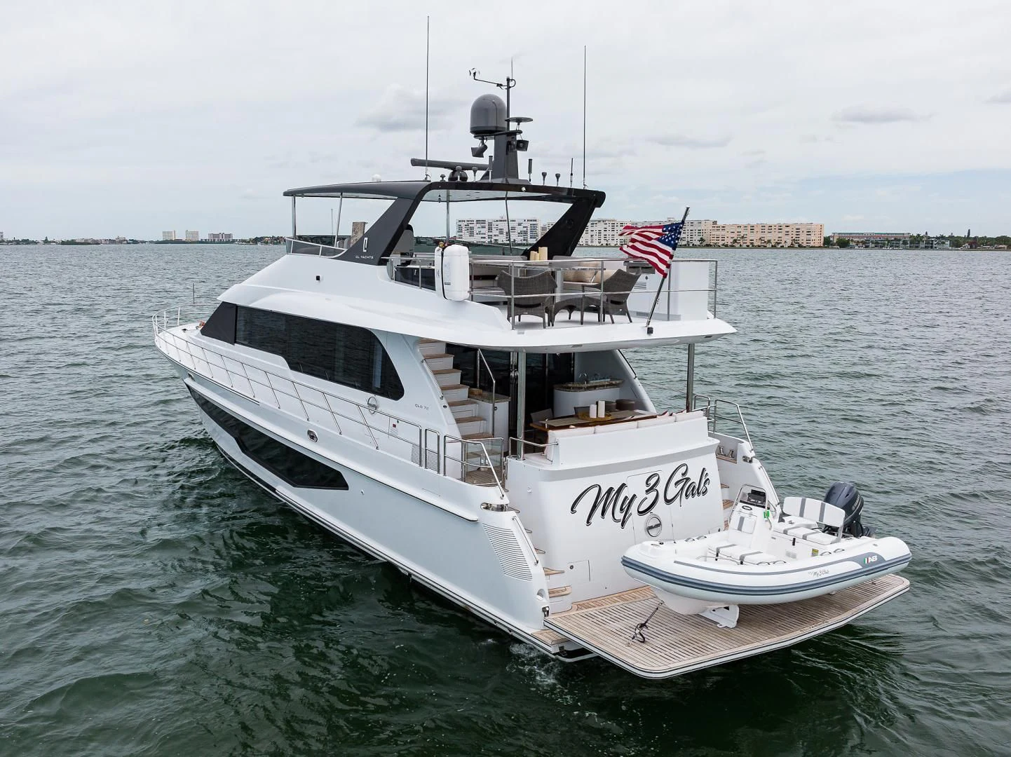 a boat on the water aboard MY 3 GALS Yacht for Sale