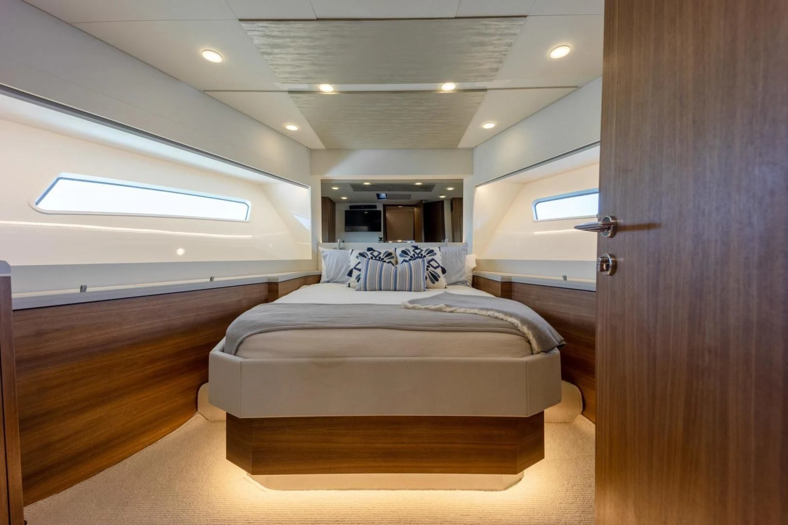 a bed in a room aboard MY 3 GALS Yacht for Sale