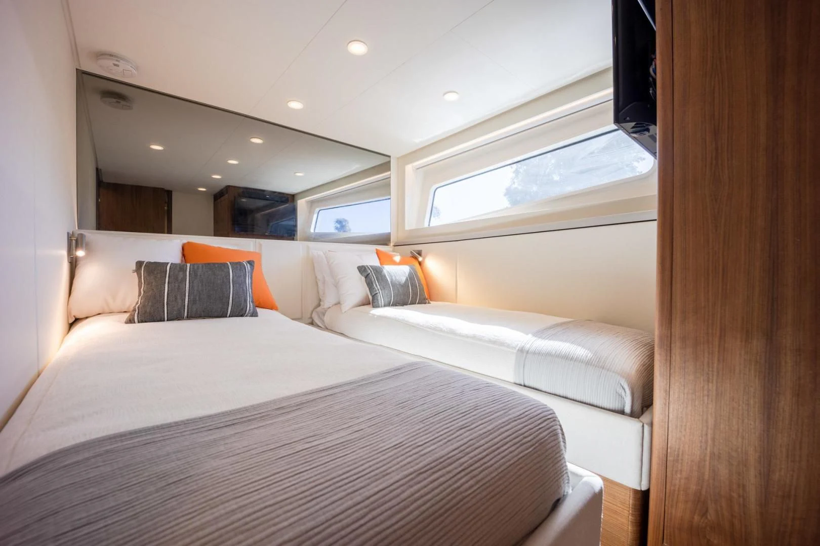 a room with two beds aboard MY 3 GALS Yacht for Sale