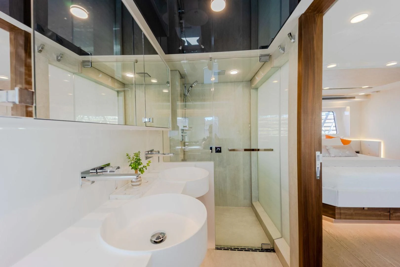 a bathroom with a sink and a bathtub aboard MY 3 GALS Yacht for Sale