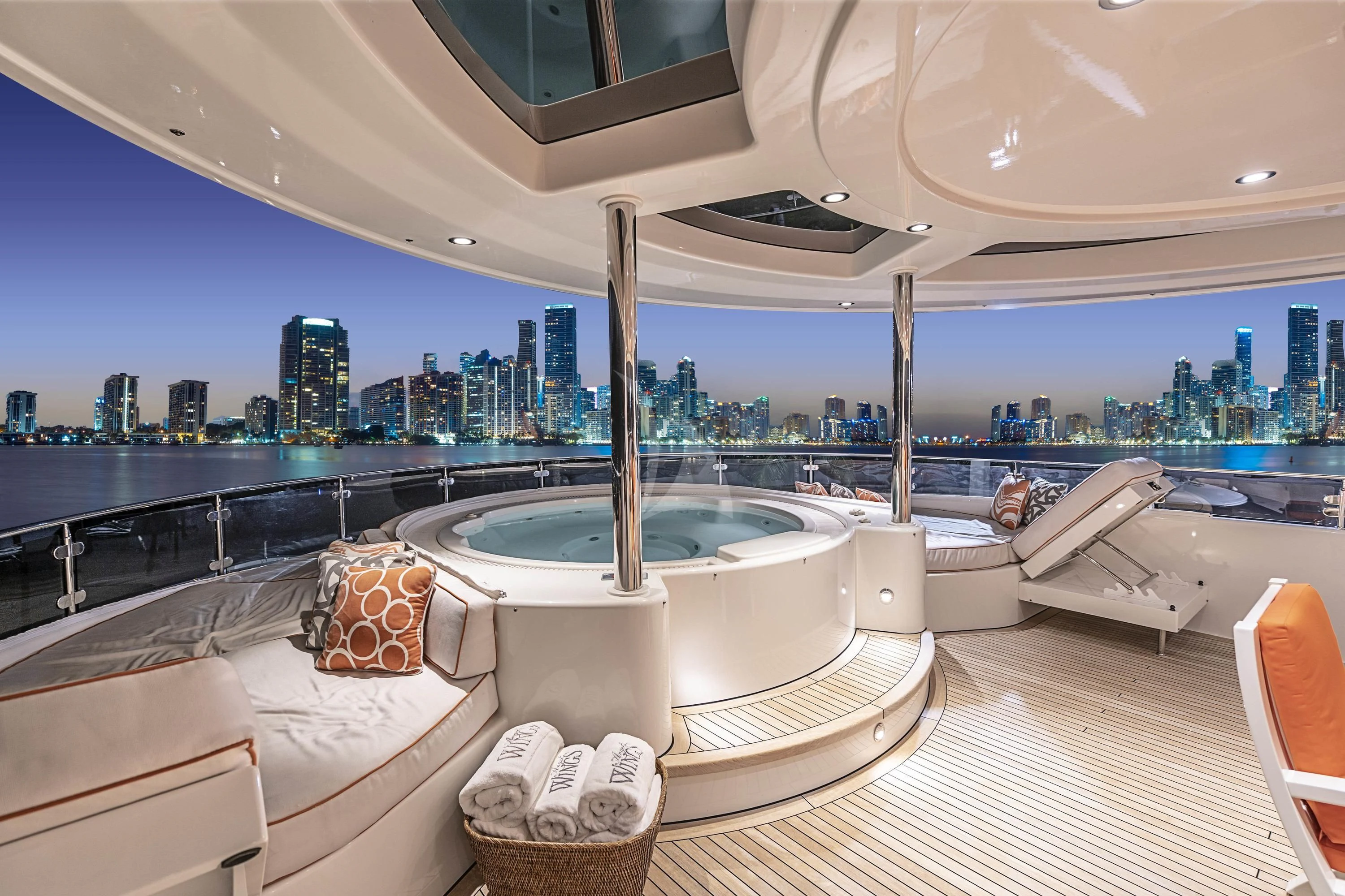 a large bathroom with a large tub aboard DRILLER Yacht for Sale