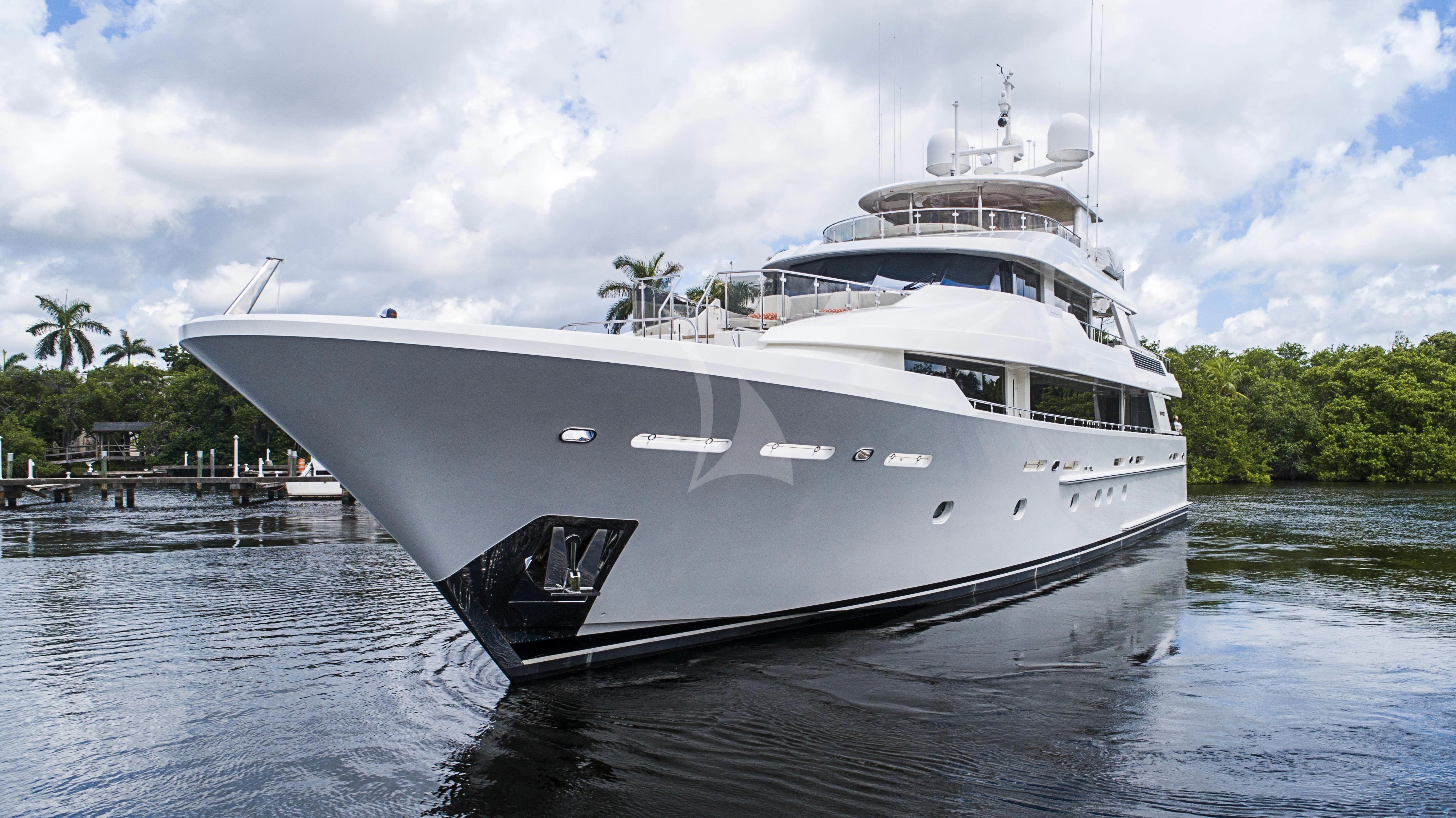 a white boat in the water aboard DRILLER Yacht for Sale