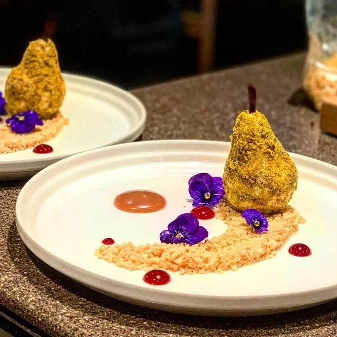 a plate of food aboard DRILLER Yacht for Sale