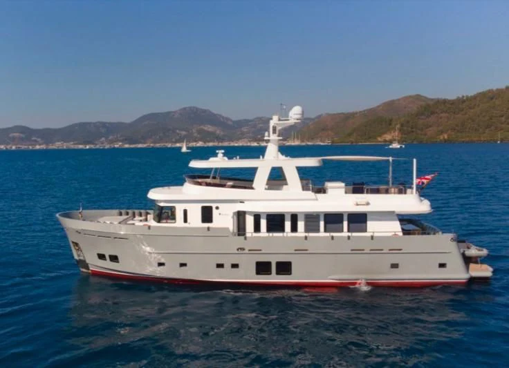 a boat in the water aboard MURAL YACHTS 85 TRAWLER Yacht for Sale