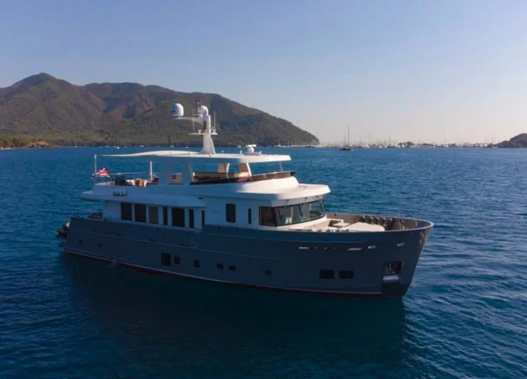 a boat in the water aboard MURAL YACHTS 85 TRAWLER Yacht for Sale