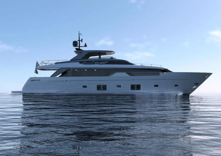 a large white ship in the water aboard AMWAJ Yacht for Sale