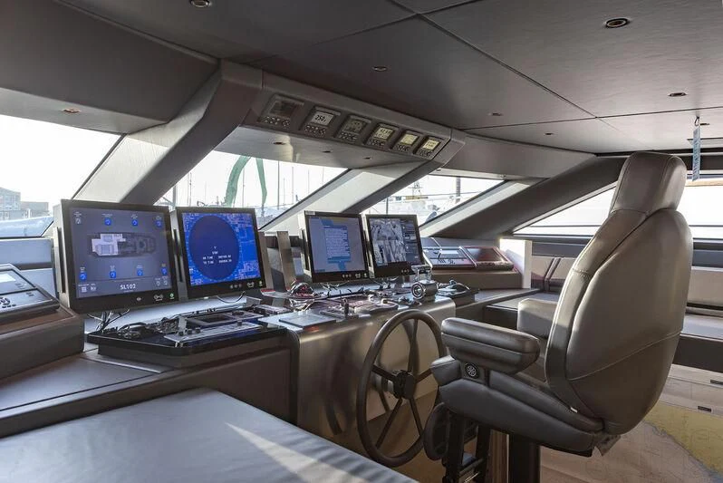 a car with multiple monitors aboard AMWAJ Yacht for Sale
