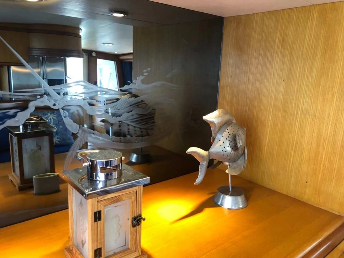 a statue on a counter aboard PRIME TIME Yacht for Sale