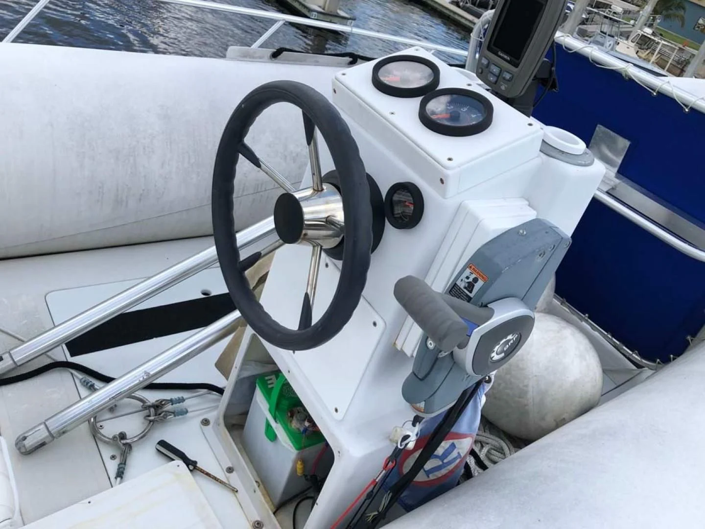 a white machine with a large wheel aboard PRIME TIME Yacht for Sale