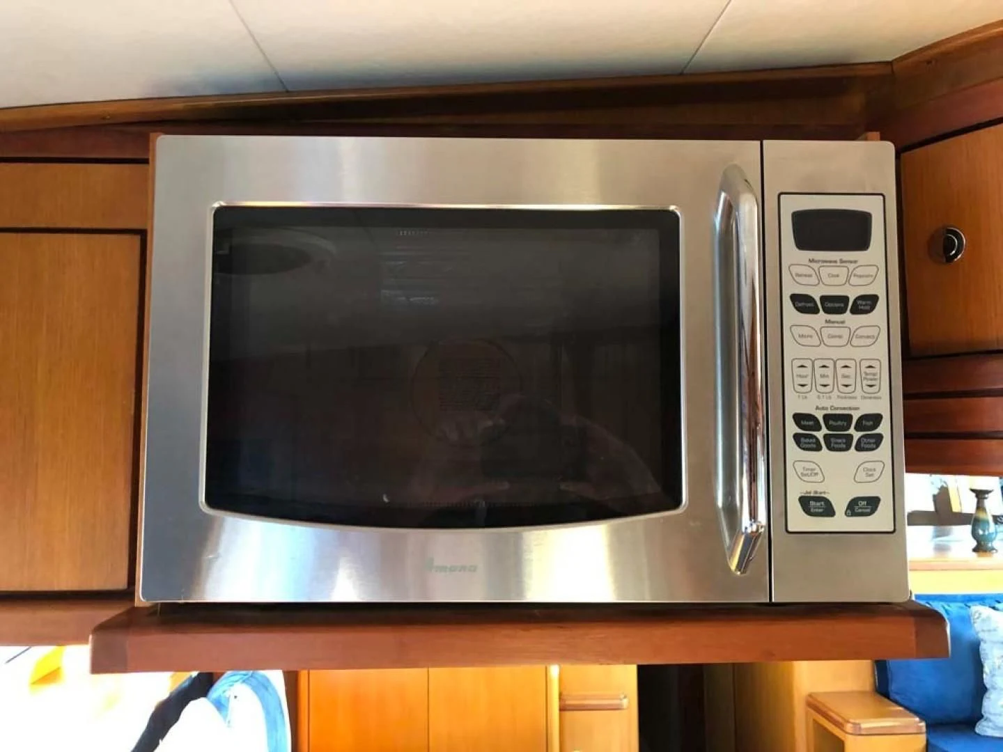 a microwave oven on a counter aboard PRIME TIME Yacht for Sale