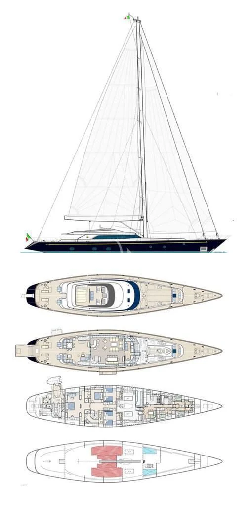 diagram, engineering drawing aboard SERENDIPITY I Yacht for Charter