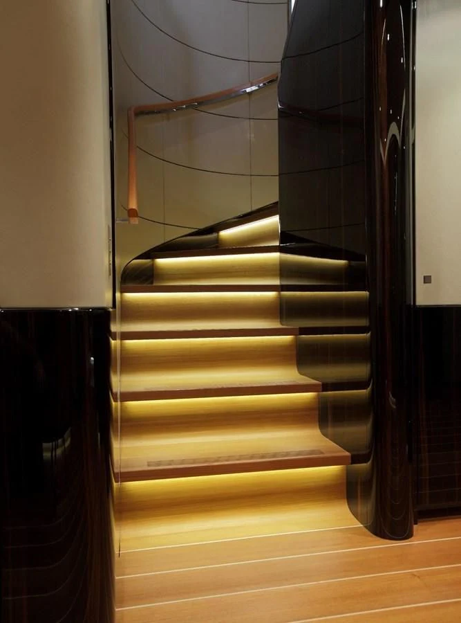a set of stairs aboard SERENDIPITY I Yacht for Charter