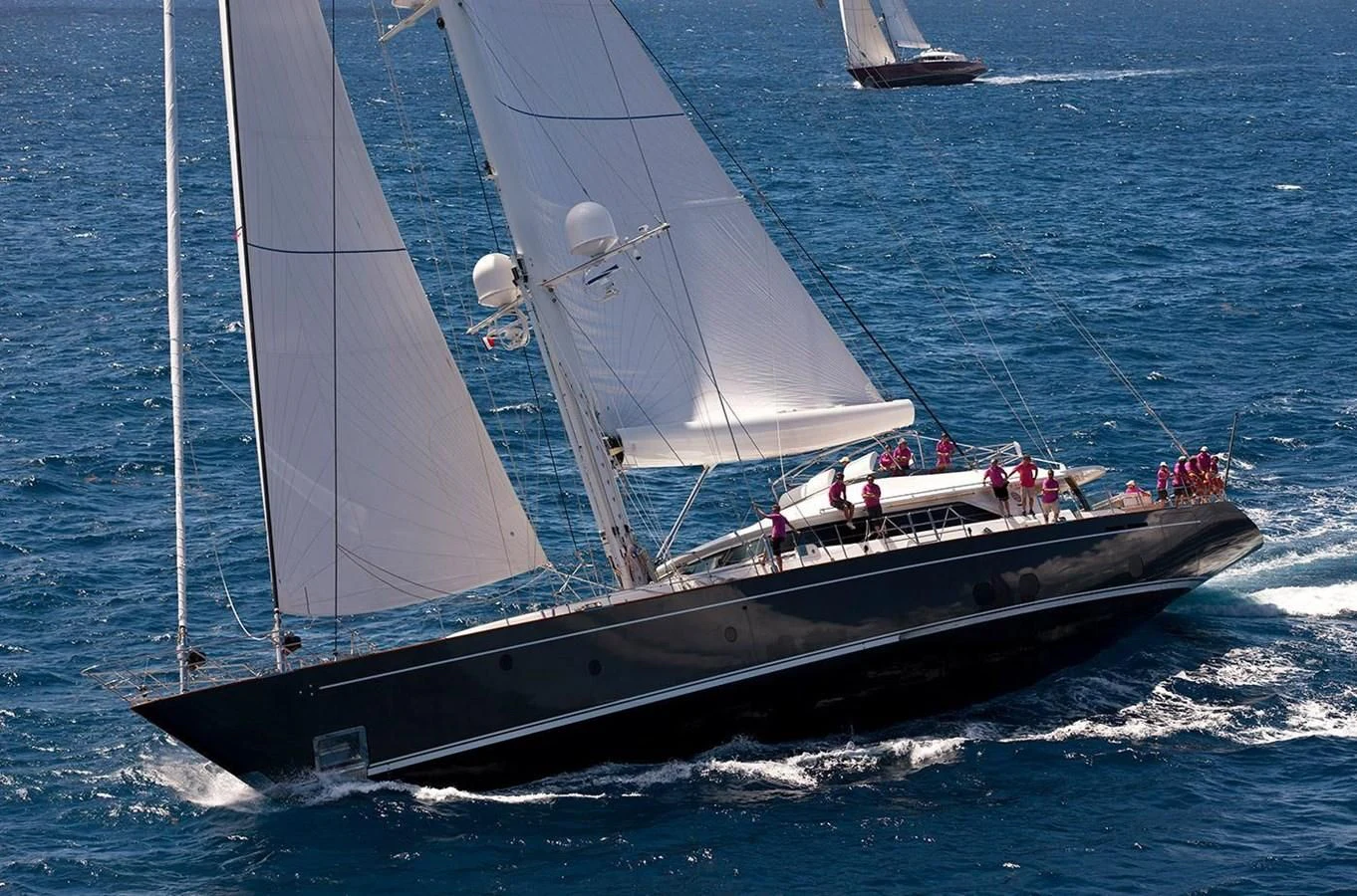 a boat sailing on the sea aboard SERENDIPITY I Yacht for Charter