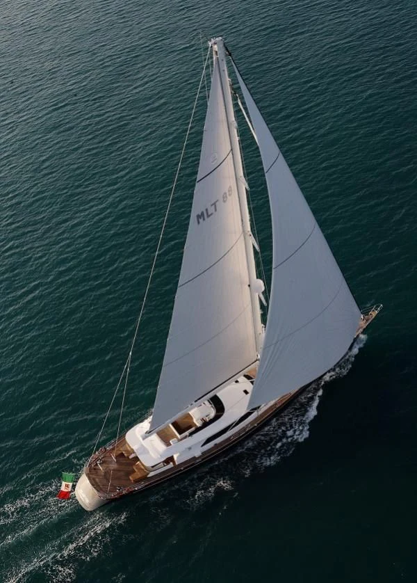 a white sailboat on the water aboard SERENDIPITY I Yacht for Charter