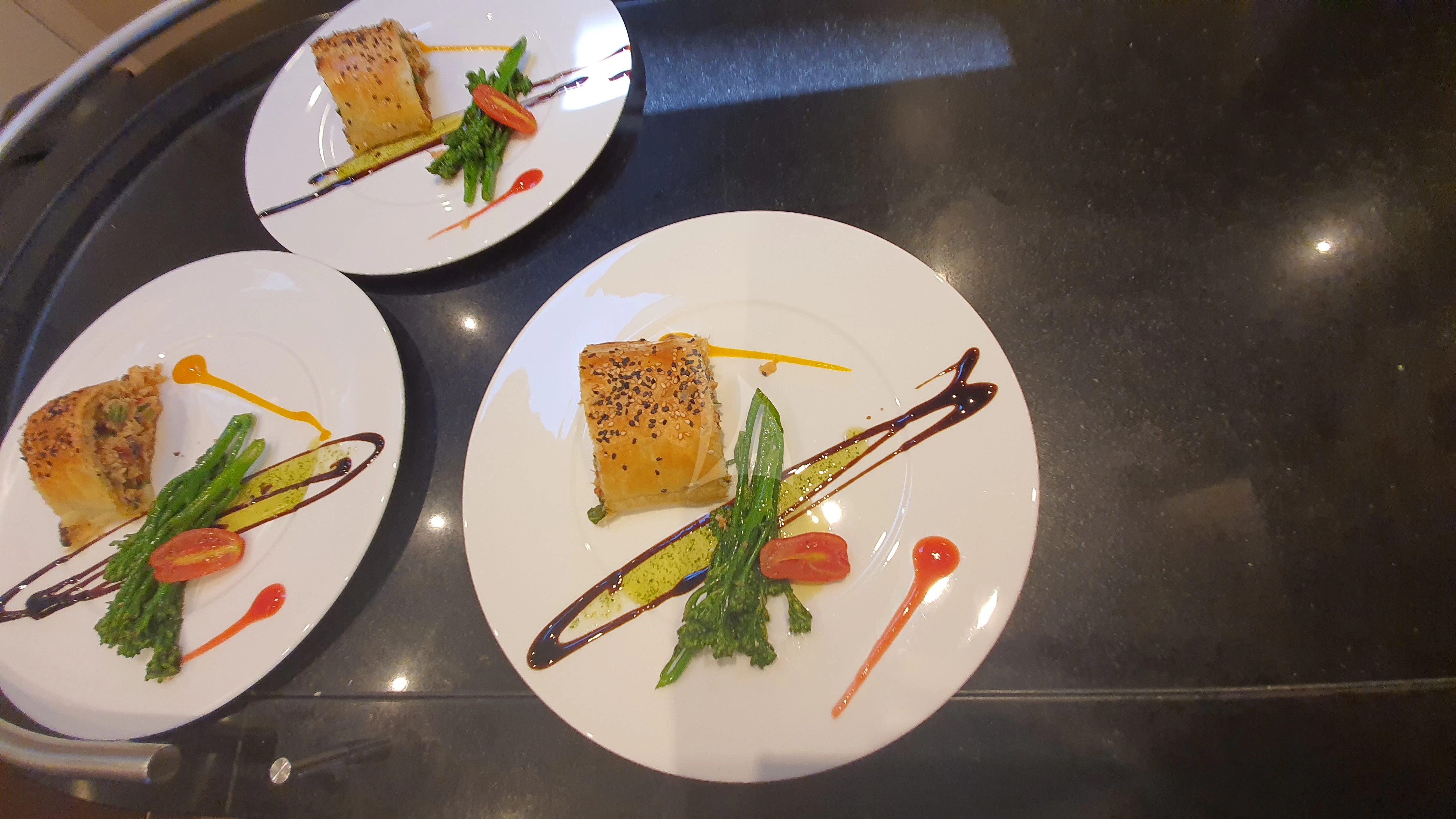 a plate of food aboard SERENDIPITY I Yacht for Charter