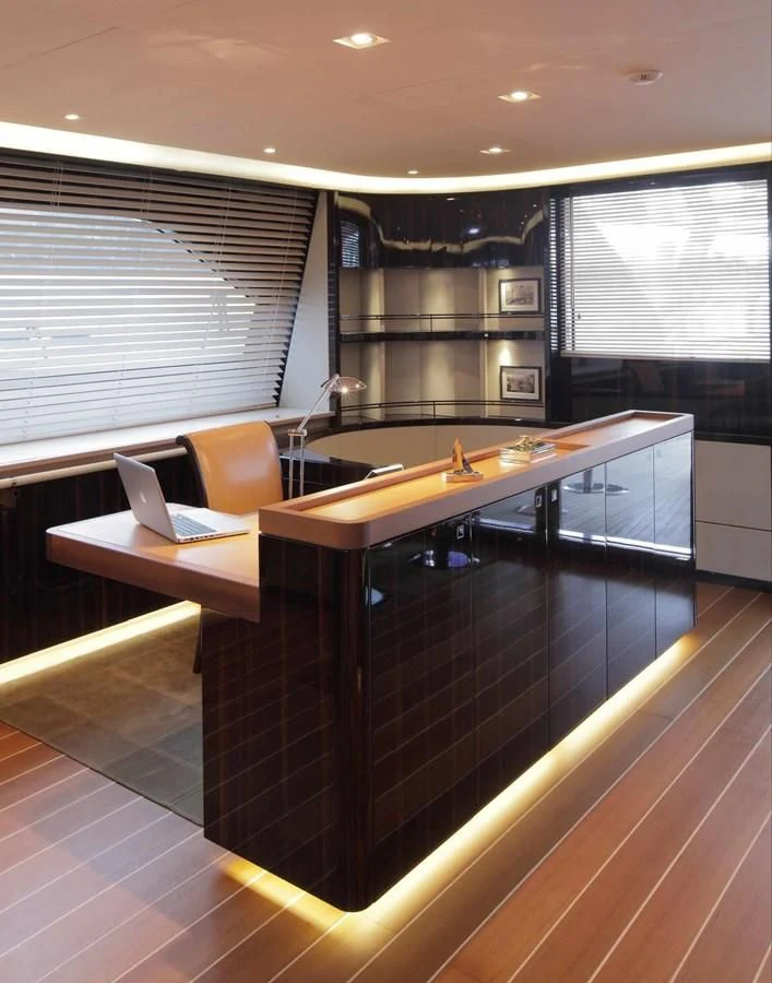 a kitchen with a large island aboard SERENDIPITY I Yacht for Charter