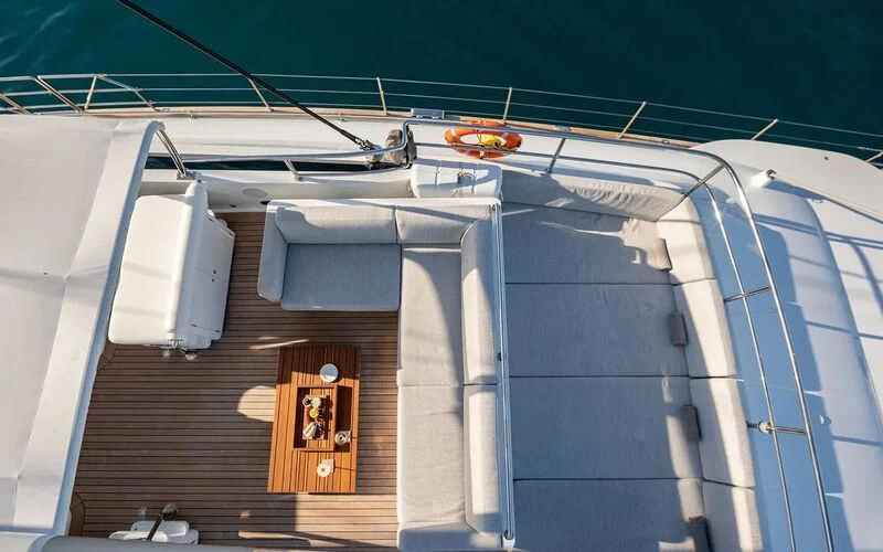 a high angle view of a boat aboard SERENDIPITY I Yacht for Charter
