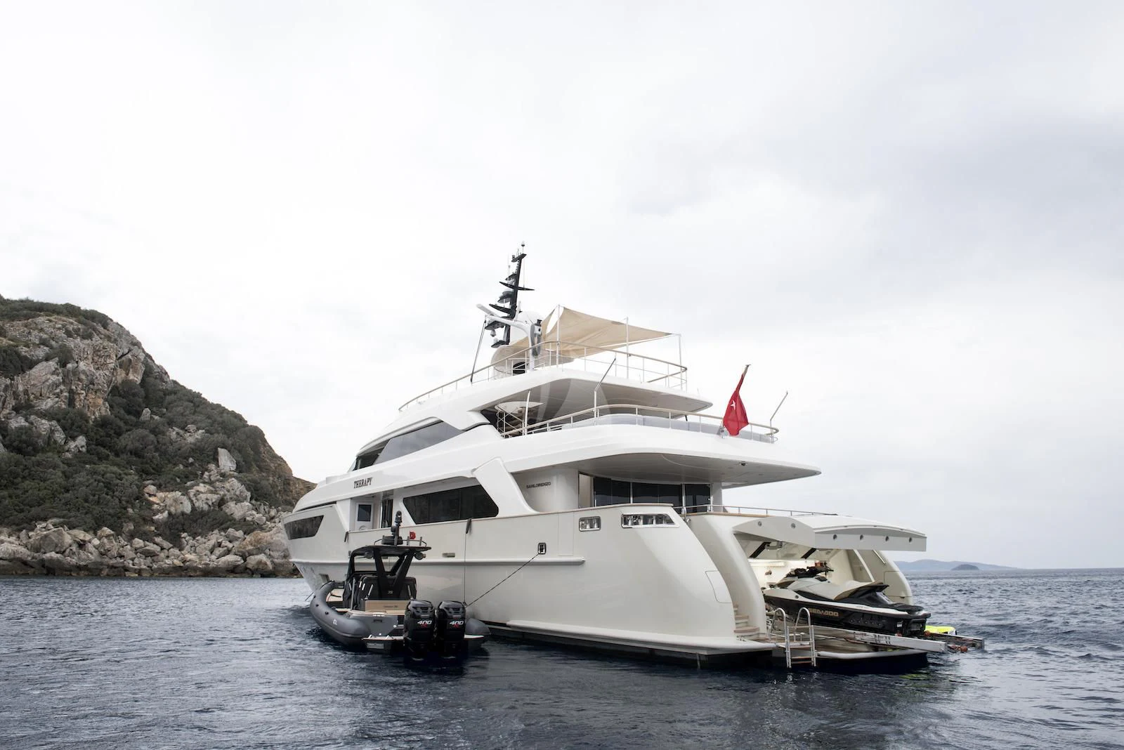 a boat in the water aboard THERAPY Yacht for Sale