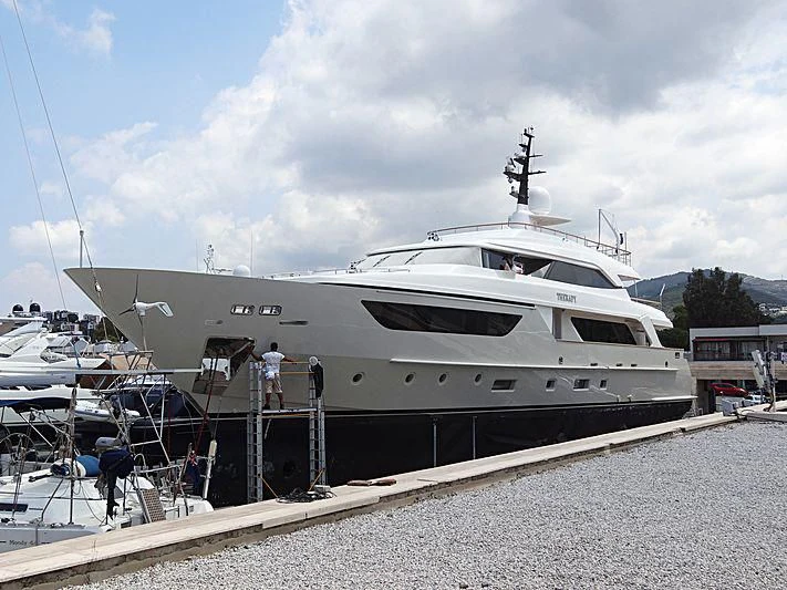 a large white yacht aboard THERAPY Yacht for Sale